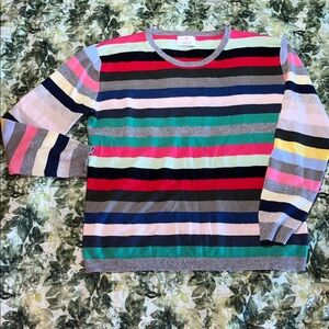 Allude Cashmere Multicolor Striped Crew Neck‎ Sweater L GUC